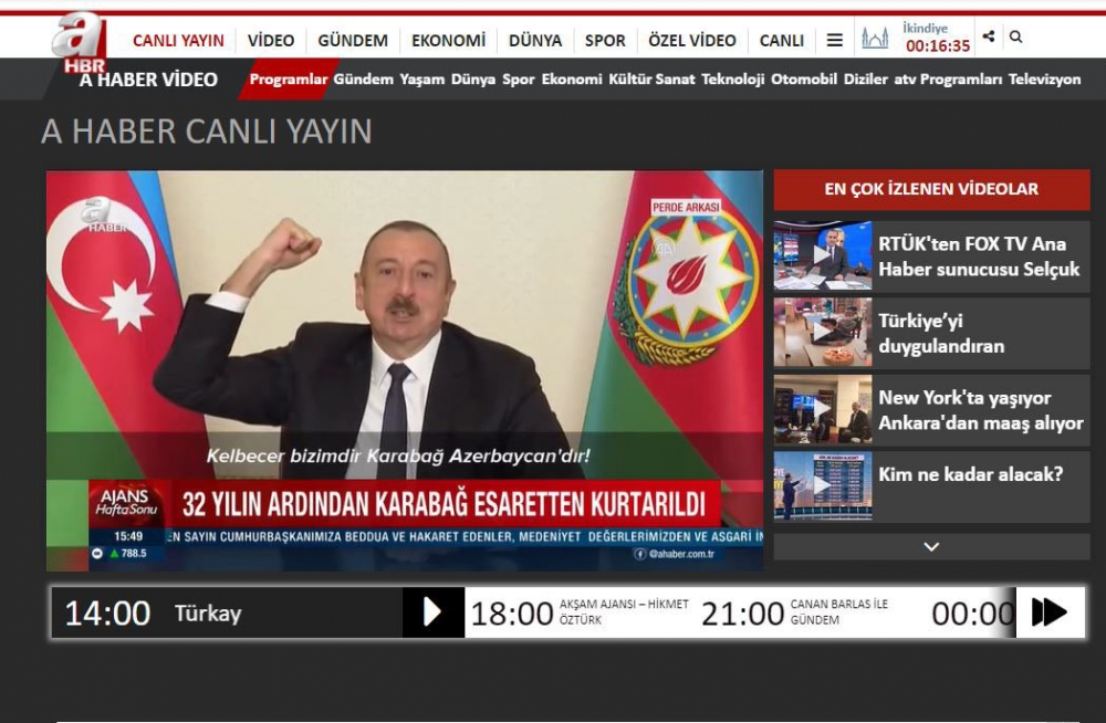 Turkish “A Haber” TV channel